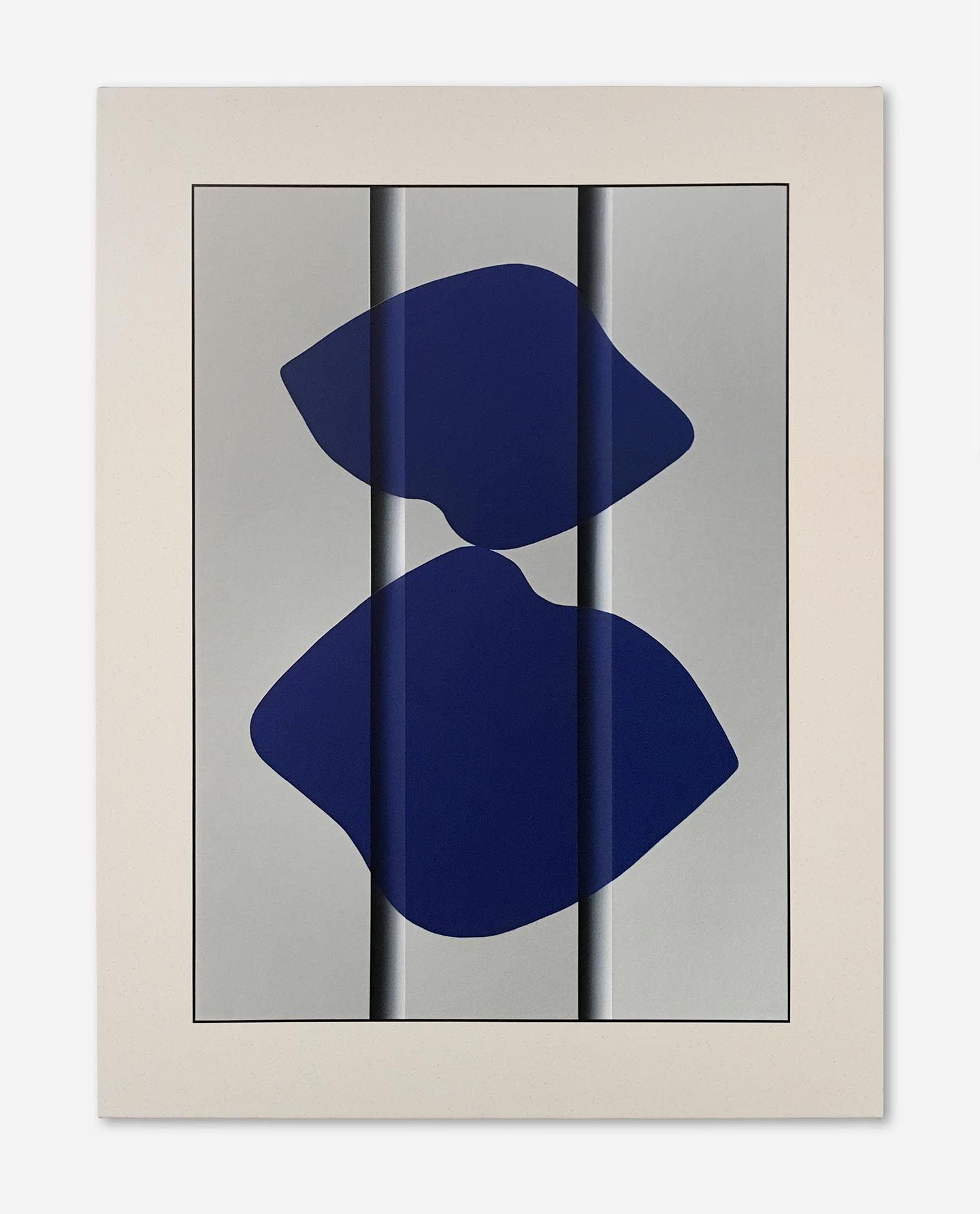 Senem Oezdogan, Blue on Grey II, Acrylic on Canvas, 40x52 inches, 2019