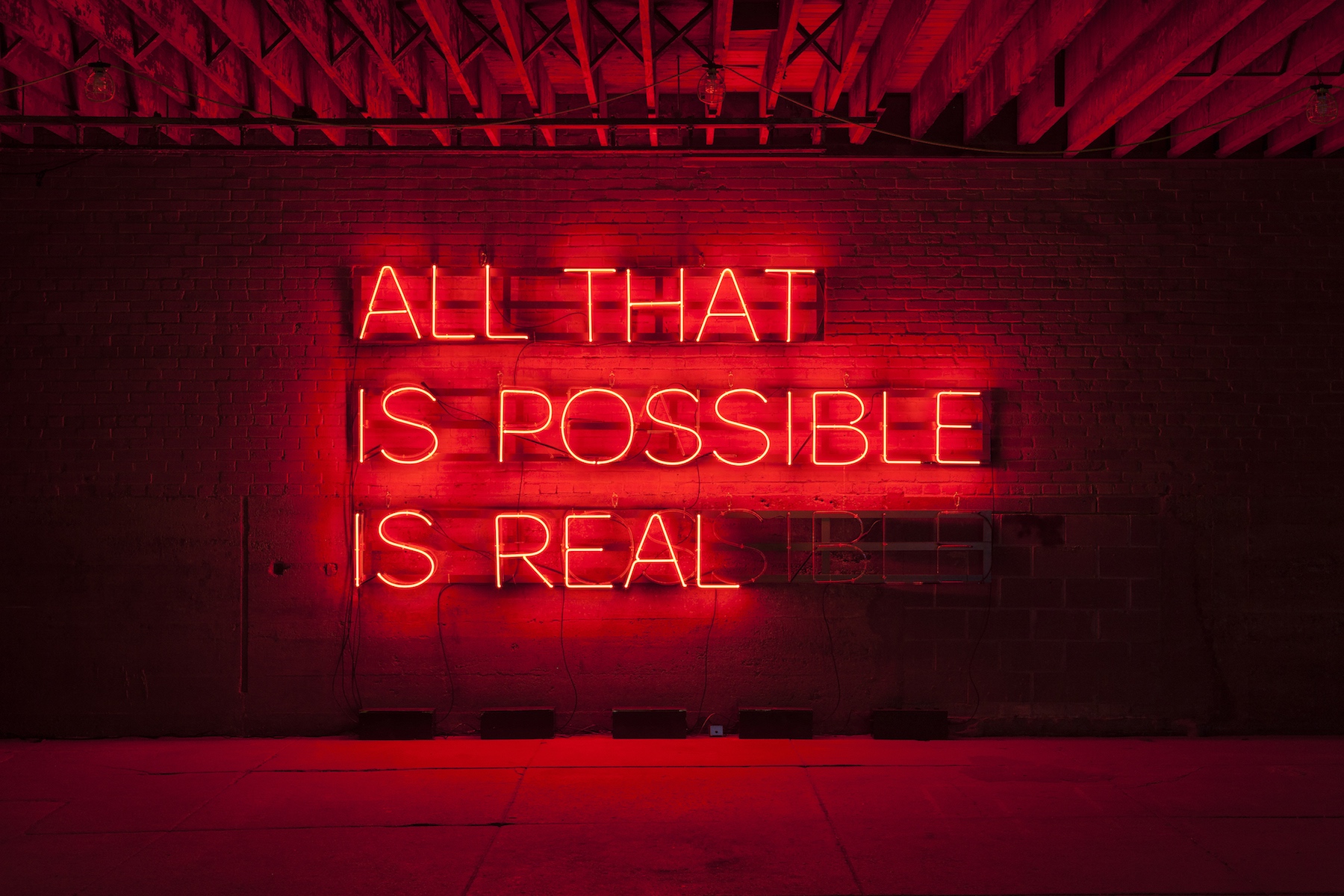 Alicia Eggert, All That Is Possible is Real, 2016-2017 neon, powder coated steel, custom controller 96” x 156” x 12”