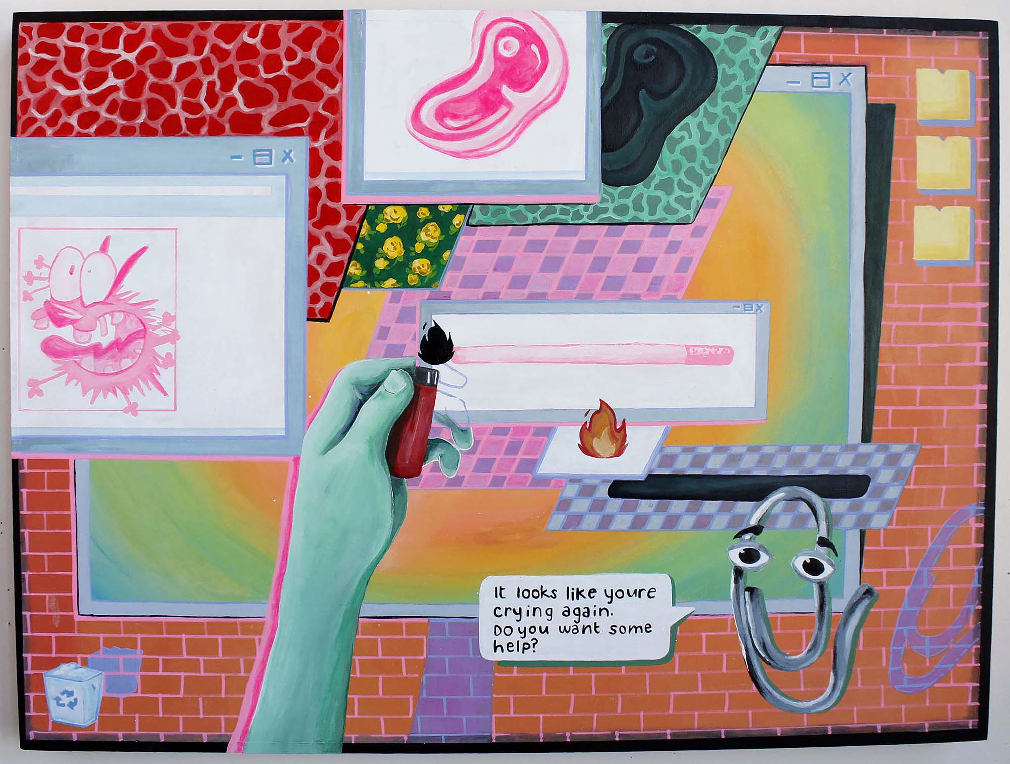 Alyssa Kaboskey, A Little Help, acrylic on panel, 18