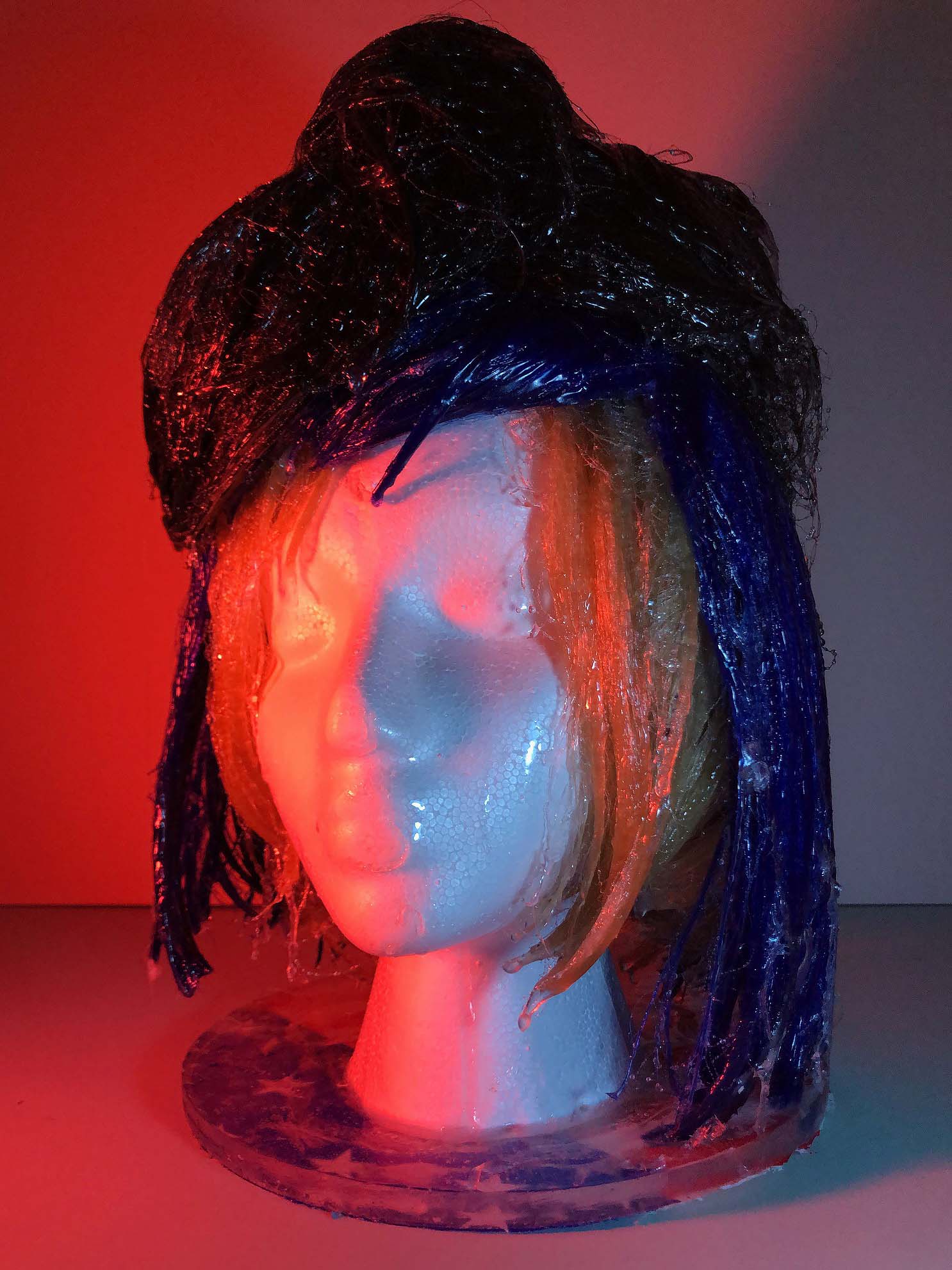 Chris Williford, Miss Teen USA (2019), Resin, styrofoam head, found wigs, plastic banners