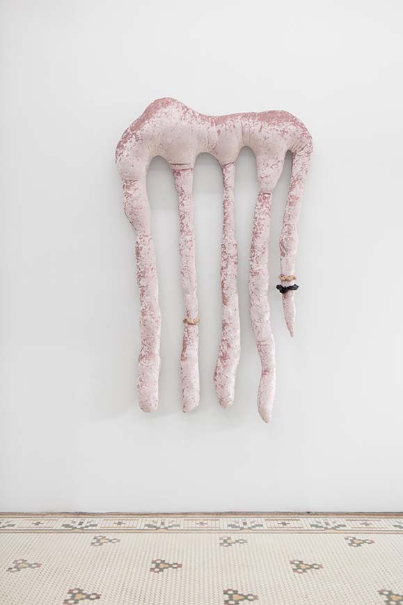 Isabel Yellin, Surrogate, Velvet, Stuffing, Leather Scrunchies, 2018, 4 x 6 ft.