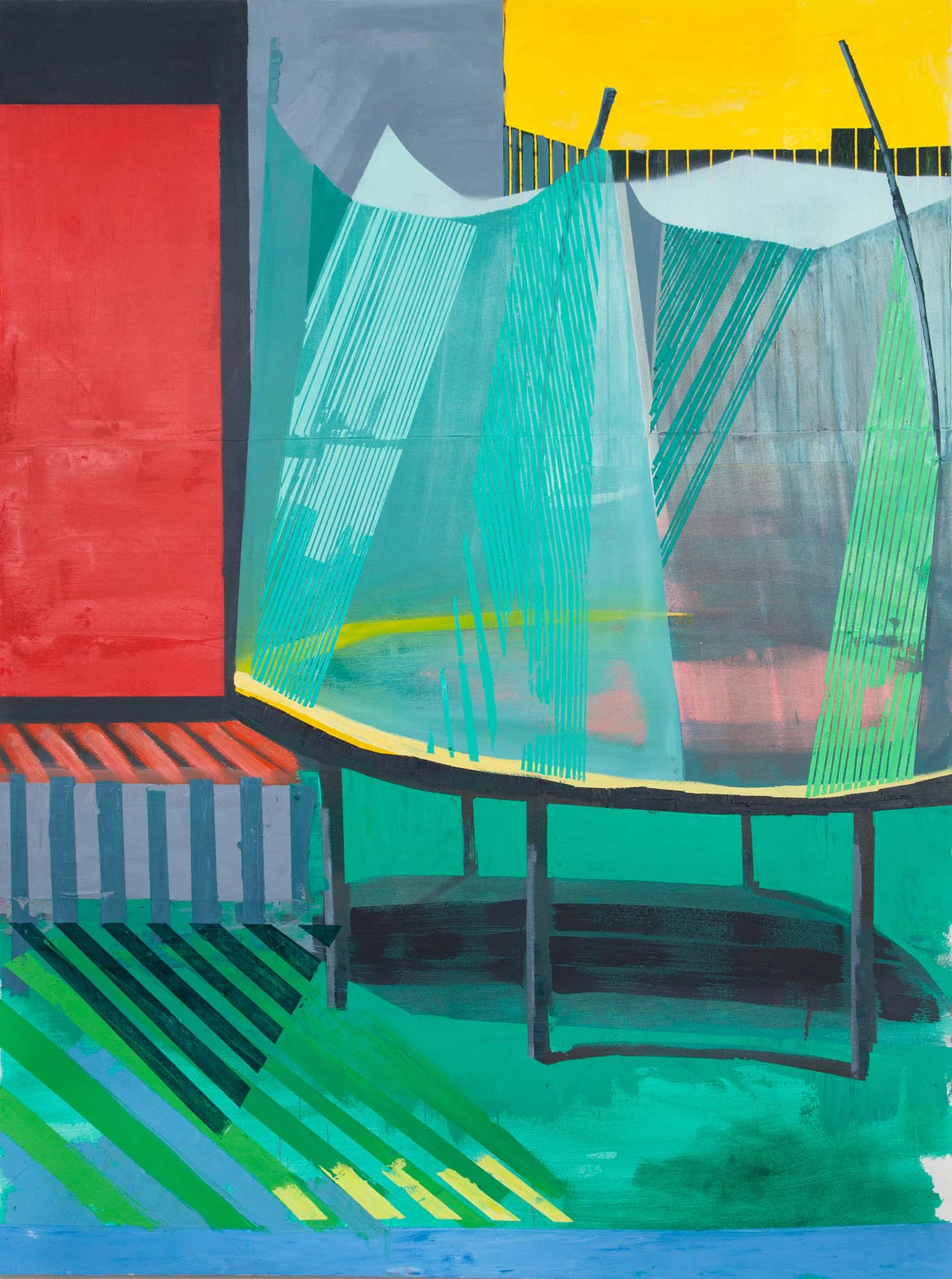 Jodi Hays, Turf, oil and spray paint on canvas over panel, 64