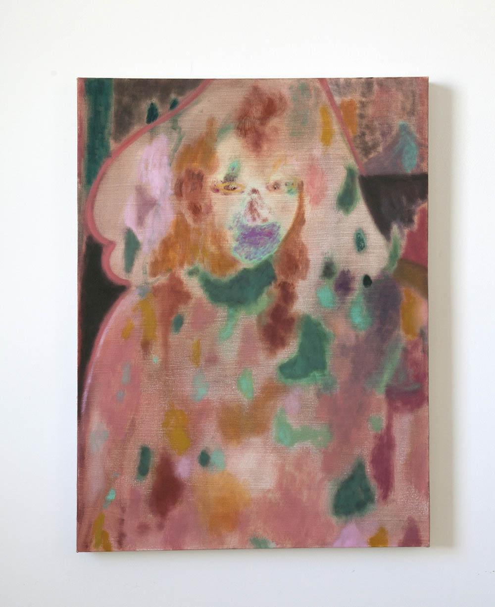 Maja Ruznic, Girl With Hat Carrying a Dead Thing on Her Shoulder (After Matisse's Woman With a Hat), 2018, oil on canvas, 32x24 inches