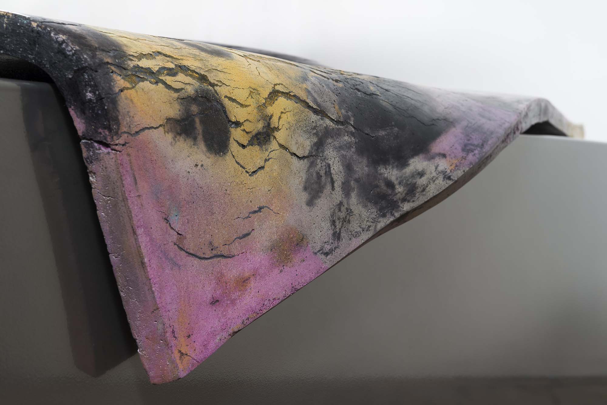 Rachel Mica Weiss, Fold I, detail, 2017. Cast concrete, pigment, powder-coated steel. 30