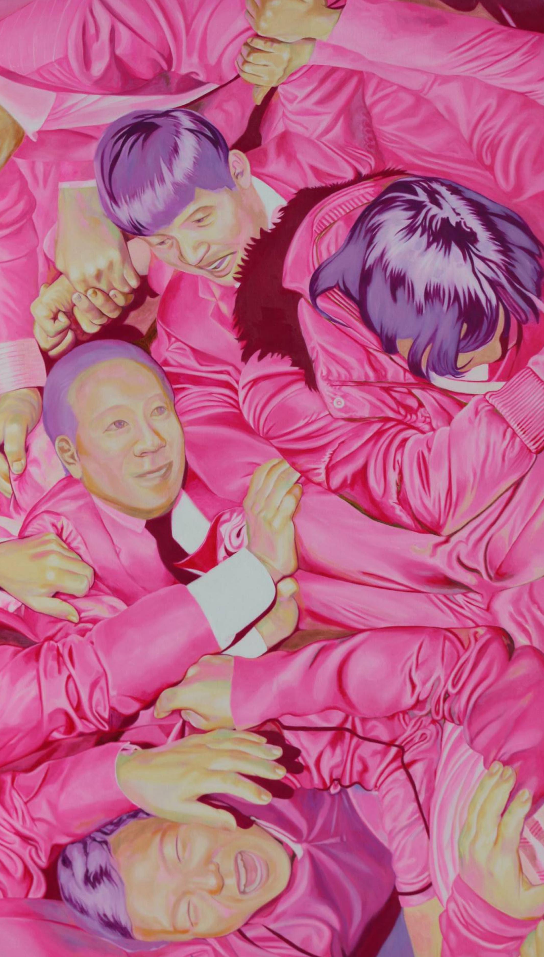 Su hyun Kim, Pink tide, 2016, oil on canvas, 162 x 110 cm