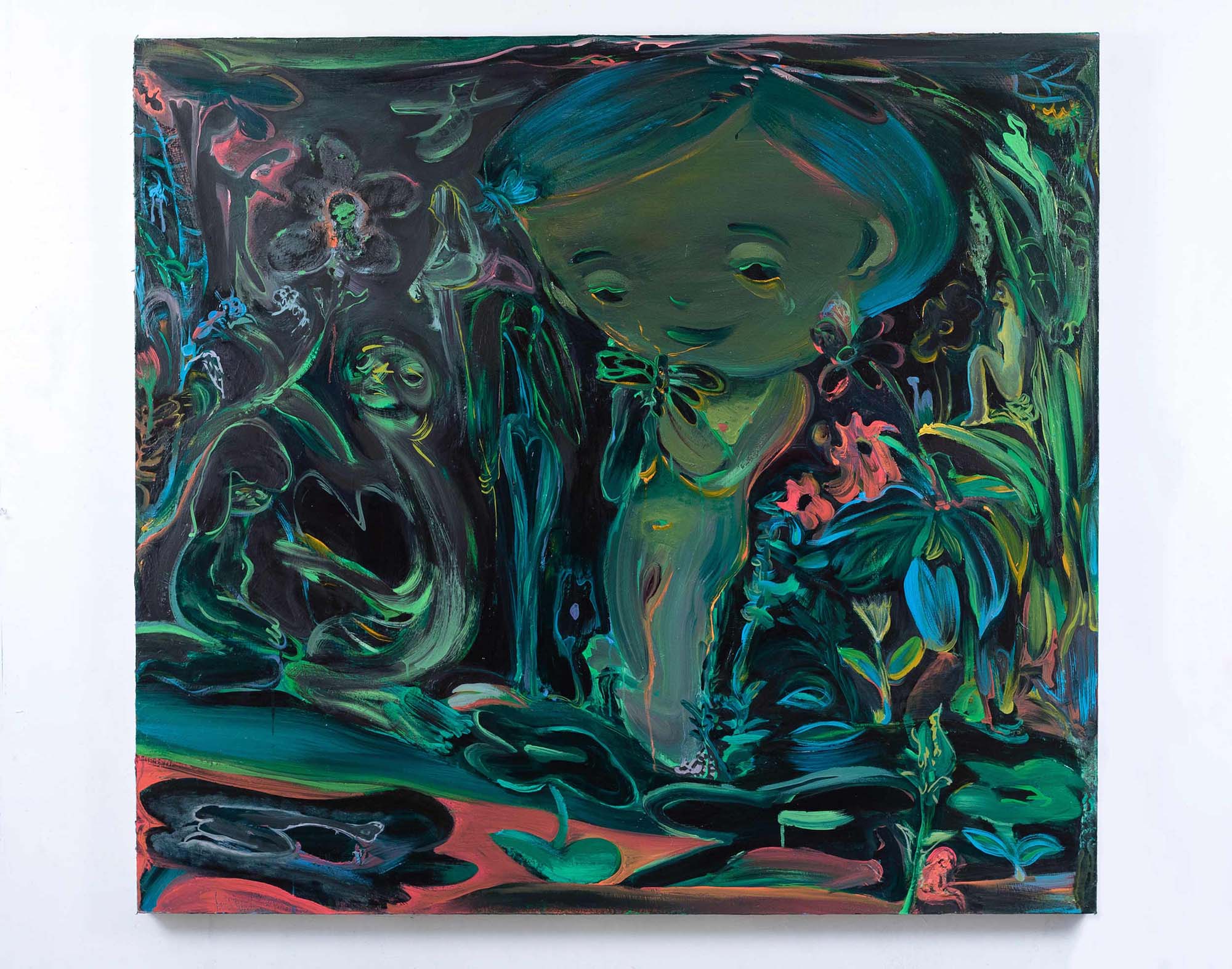 Tsailing Tseng, Farewell, Dragonfly, oil on canvas, 50 x 55 inches, 2018
